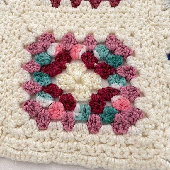 Vintage Granny Square Crochet Blanket 41" x 54" - Picture 7 of 10